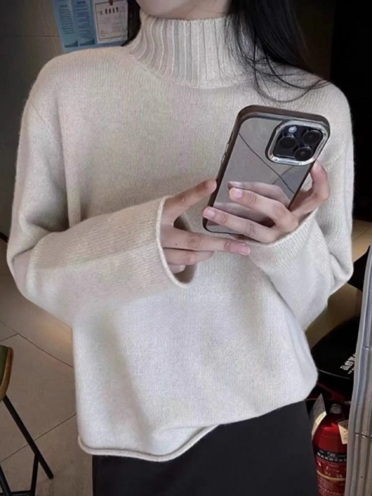 

Turtleneck 100 pure woolen sweater for women pullover long-sleeved sweater top autumn and winter cashmere base sweater