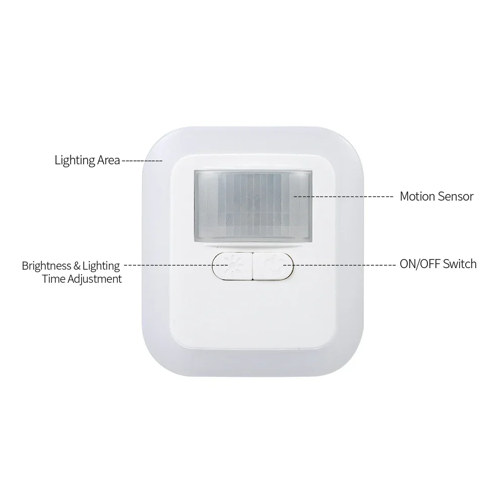 مستشعر حركة LED ضوء الليل الاتحاد الأوروبي/الولايات المتحدة المكونات في مصابيح الحائط مع سطوع 30 ثانية/60 ثانية/90 ثانية/120 ثانية وقت الإضاءة قابل للتعديل لغرفة المعيشة
