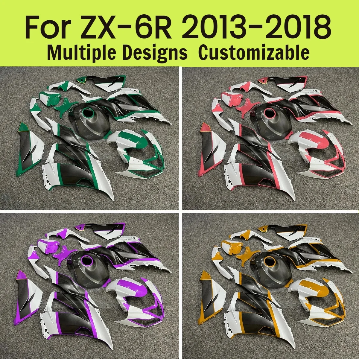 

Комплект обтекателей ABS для Kawasaki ZX6R 2013-2018, полный комплект обшивки мотоцикла, набор деталей кузова