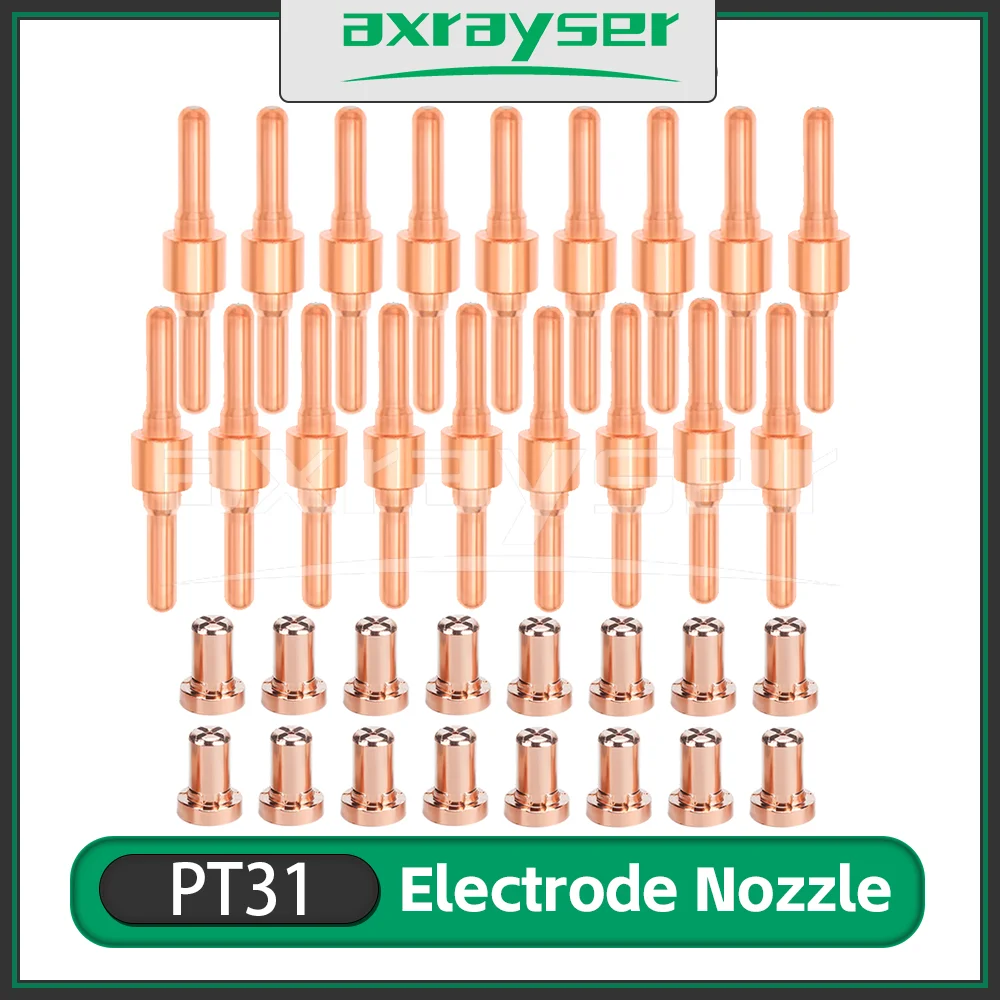 

40Pcs PT31 LG40 Plasma Cutter Tip Electrodes Nozzles Red Copper Extended PT31 LG40 40A Air Plasma Cutting Torch Accessories
