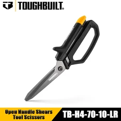 TOUGHBUILT TB-H4-70-10-LR Open Handle Shears Tool Scissors Micro-serrated Spring Assisted Scissors Hand Tools