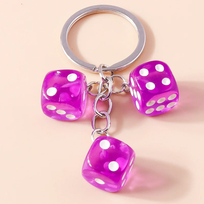 Aihua Funny Dice Keychain For Women Men Colorful Resin Cube Dice
