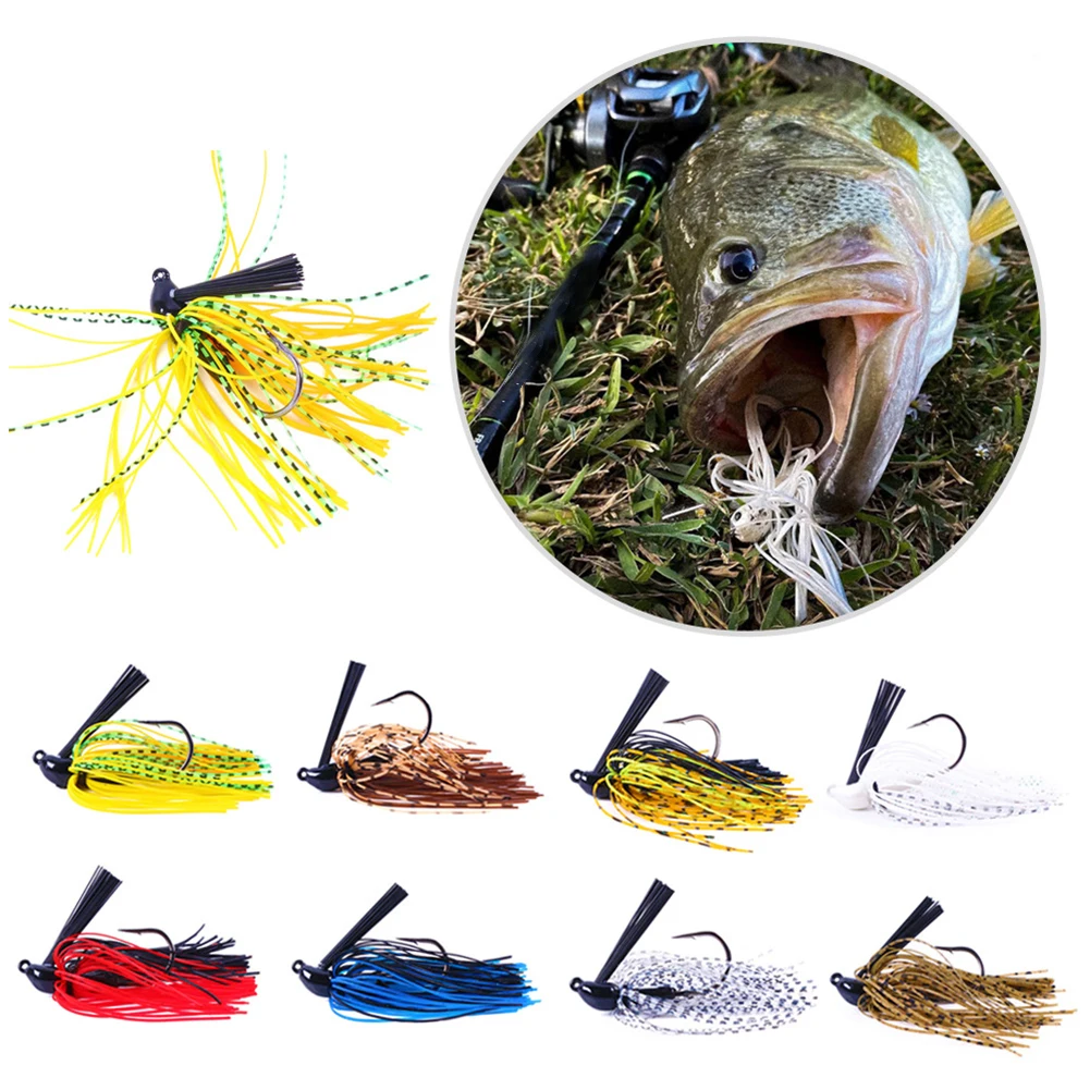 1pcs 7cm/10g Spinner Bait Weedless Football Jig Bait Rubber Skirt Fishing Lure Bass Trout Buzzbait Wobbler Chatterbait