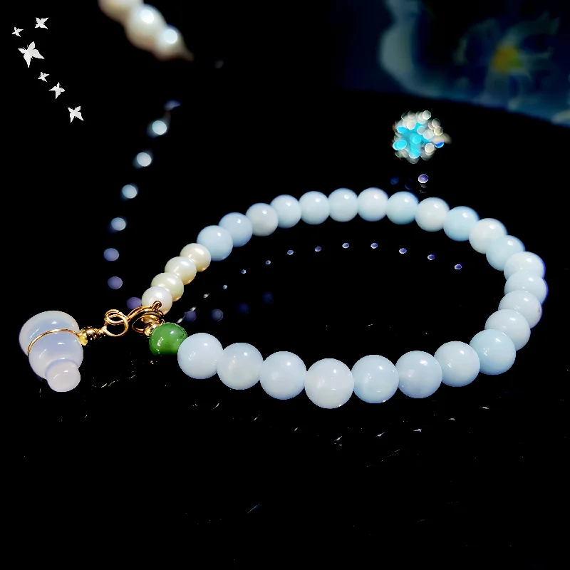 

Jewelry Bracelet Aquamarine Pearl Fashion Handmade Women's bracelets Lucky calm growth energy