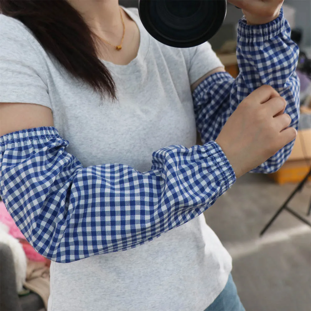 

Breathable Cotton Lattice Arm Sleeves Antifouling Dustproof Arm Warmer Finger Sleeves Hand Covers Cooling Sleeves Fishing