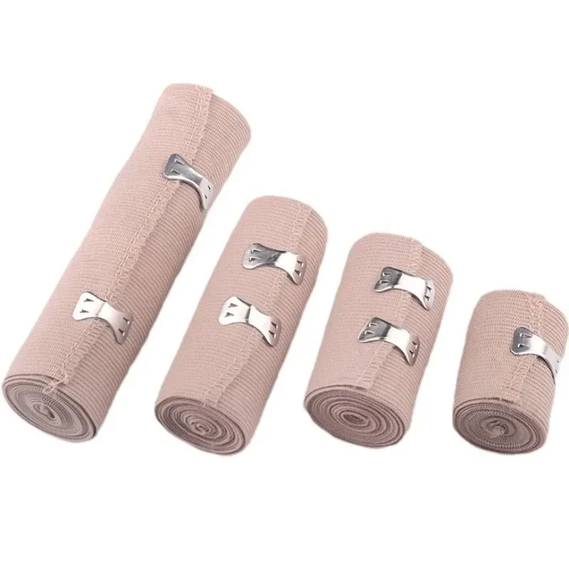 1 Roll Compression Bandage Wrap with Clips,Sports Bandages Tape for Ankle, Wrist, Arm, Leg Sprains First Aid Bandages Measure