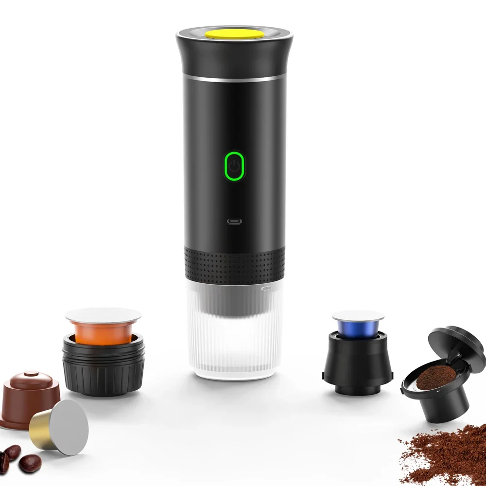 

12V USB charging Travel Portable Grounds Coffee Maker Home Use Outdoor Camping Capsules 150ml Mini Espresso Coffee Machine