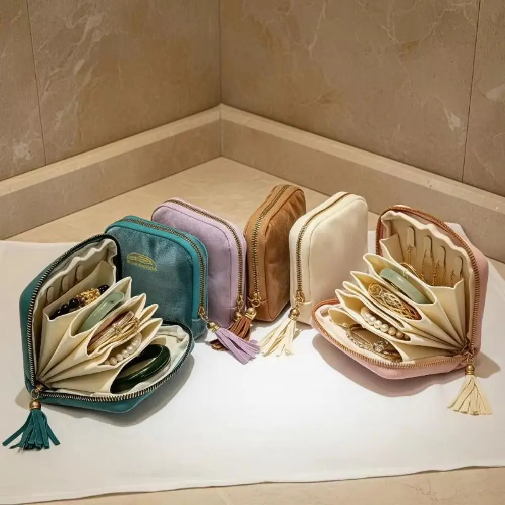 Durable 6-Layer Jewelry Storage Bag Anti-Scratch Portable Bracelet Display Pouch Elegant Soft Travel Jewelry Case Home Storage