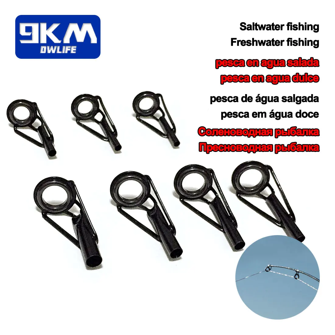 5 Stücke Angelrute Spitze Führungen Reparatur Kit Edelstahl Rahmen Keramik Ringe Schwarz Stange Gebäude Guide Auge Gebäude Reparatur 6 # ~16 # – Detail 7