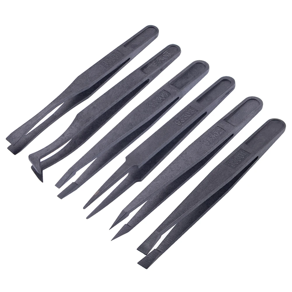 1pc Anti-Static Carbon Fiber Tweezers Precision Maintenance Industrial Repair Curved Tool Home Working Model Making Hand Tool