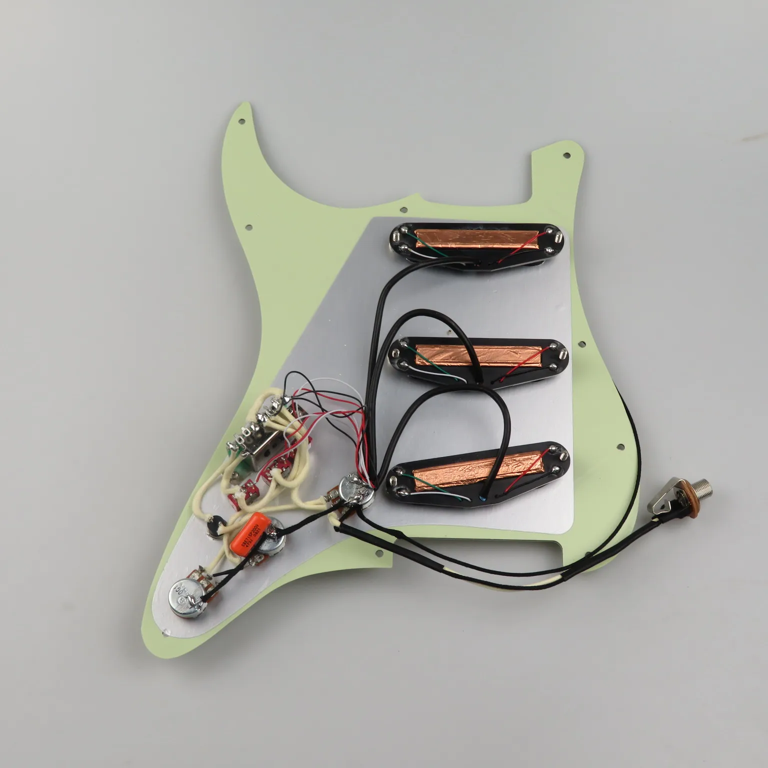 Loaded Pre-Wired Str/at Pickguard Light Mint Pearl Pearloid 3 Rail Single Pickups With Boost Switch Full Wiring Kit