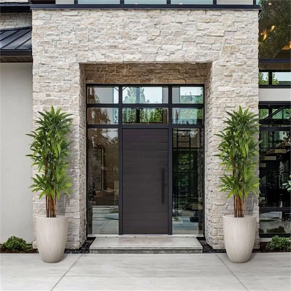 

19" H Large Indoor Outdoor Plant Pots with Drainage Holes, Modern Striped Tapered Planter Pots