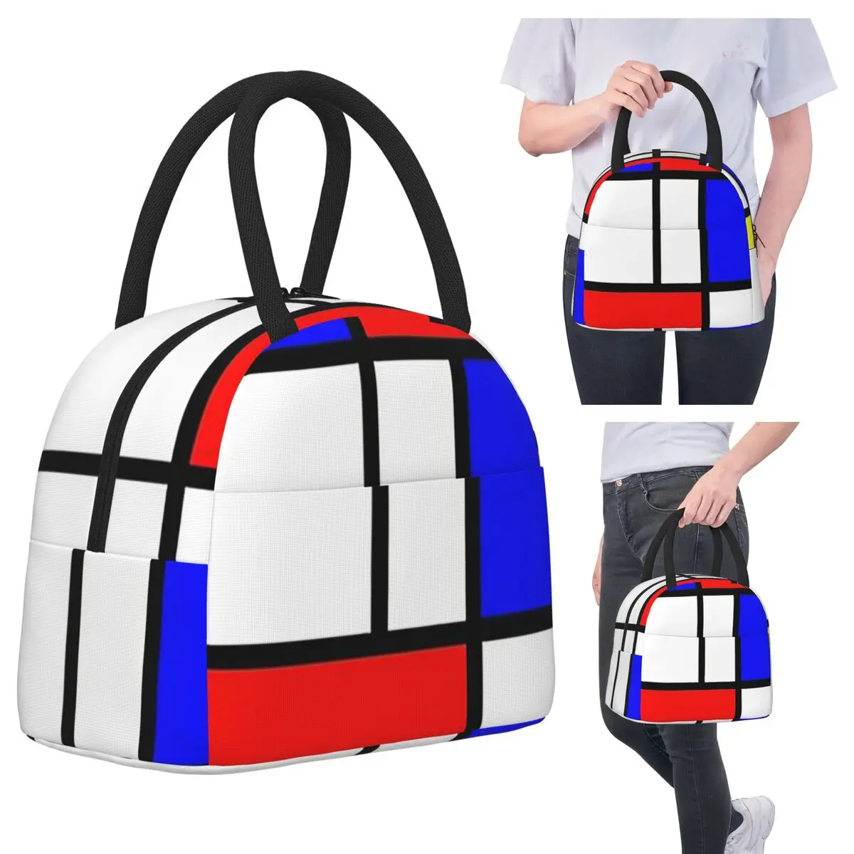

Mondrian Minimalist De Stijl Modern Insulated Lunch Bag for Kids School Cooler Thermal Food Box Tote Leakproof Lunch Boxes
