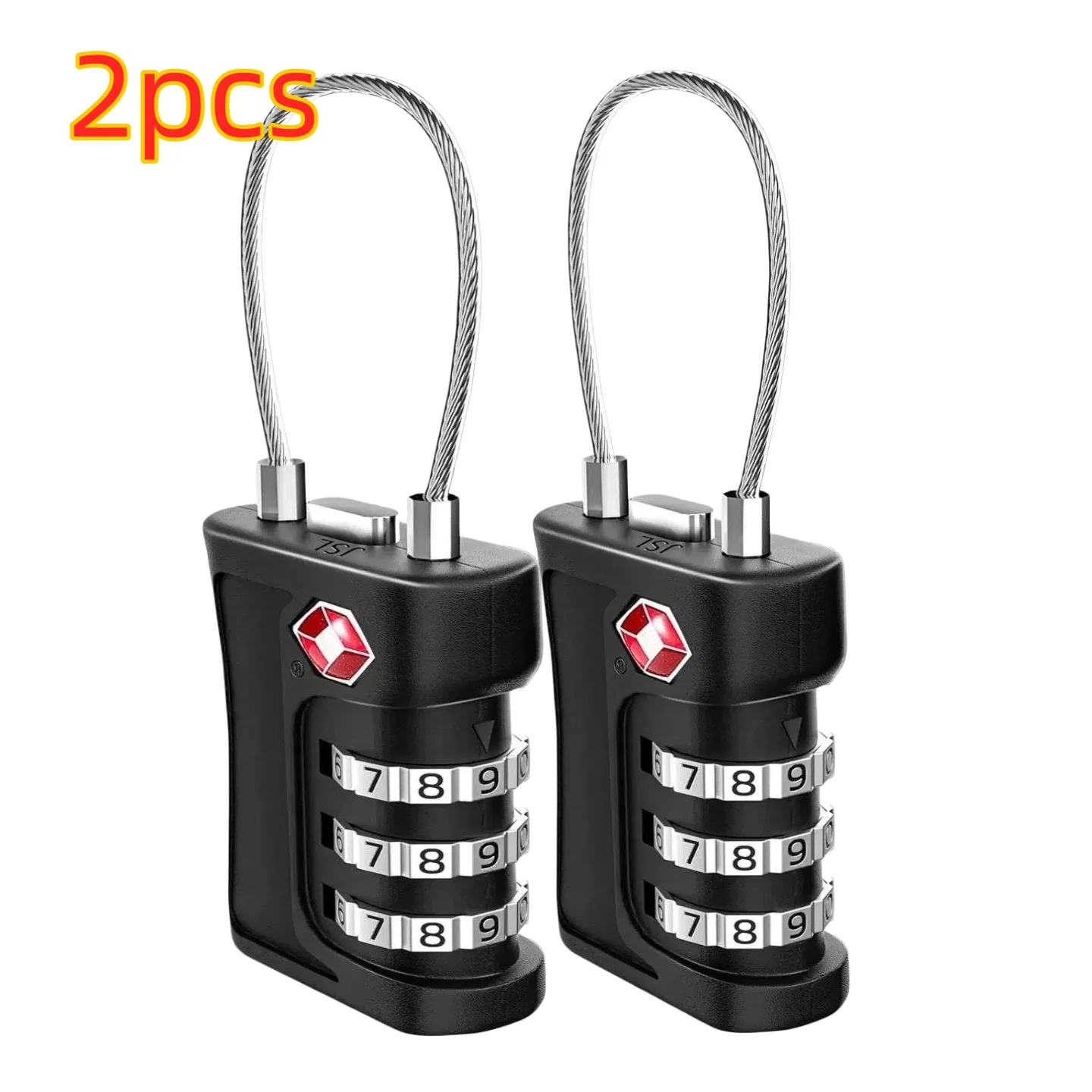 1-4Pack TSA Customs Code Lock for Travel Luggage Password Changeable Black Lock Contrast Design Padlock 3 Digit Combination Lock