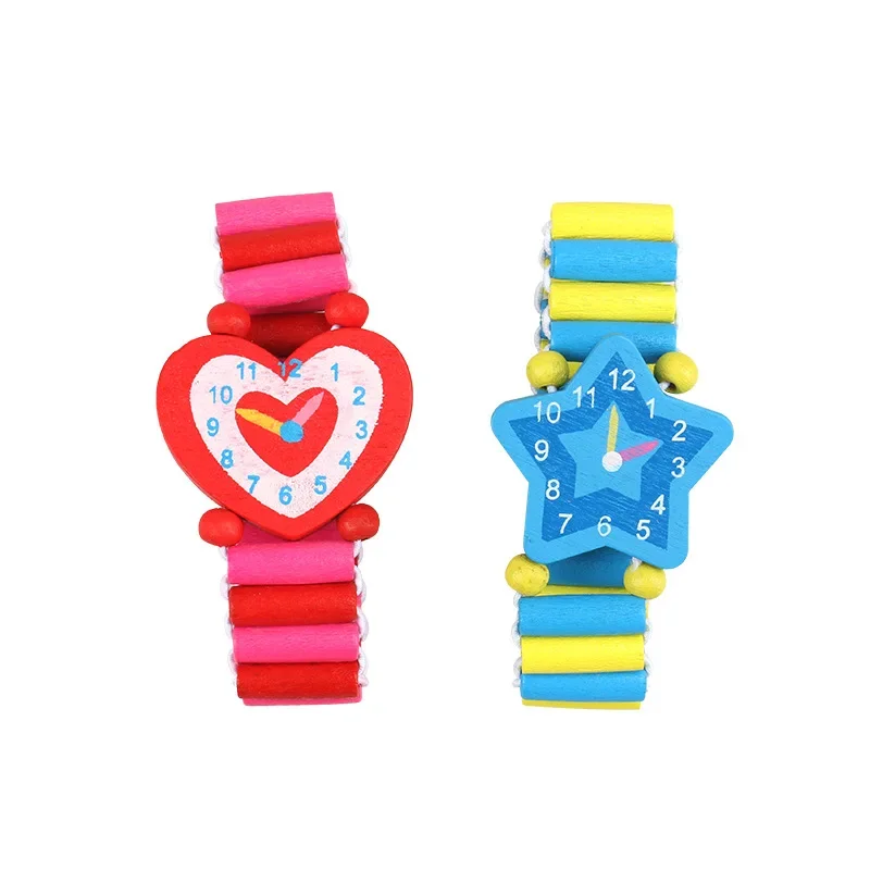 1 Cute Wooden Wristwatches Nice Cartoon Crafts Bracelet Watches Handicrafts Toys for Kids Learning Education Party Favors