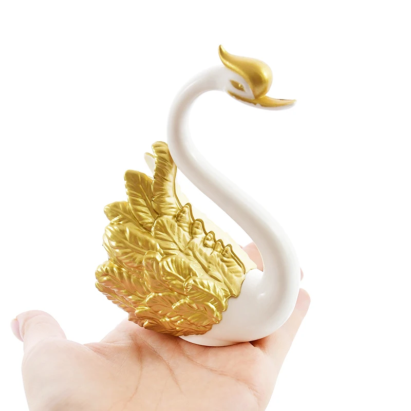 

1Pc Gold Silver Swan Cake Topper For Wedding Birthday Party Cake Decoration Mini Swan Ornament Interior Car Decor