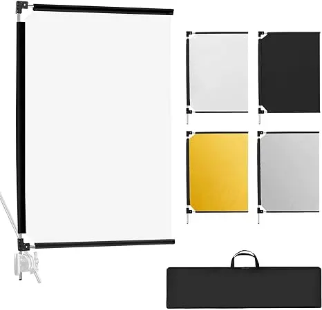 

36x27 Light Reflector Flag 4-in-1 Portable Collapsible Diffuser for Photo Video Studio Shooting-Silver, Gold, White and Black