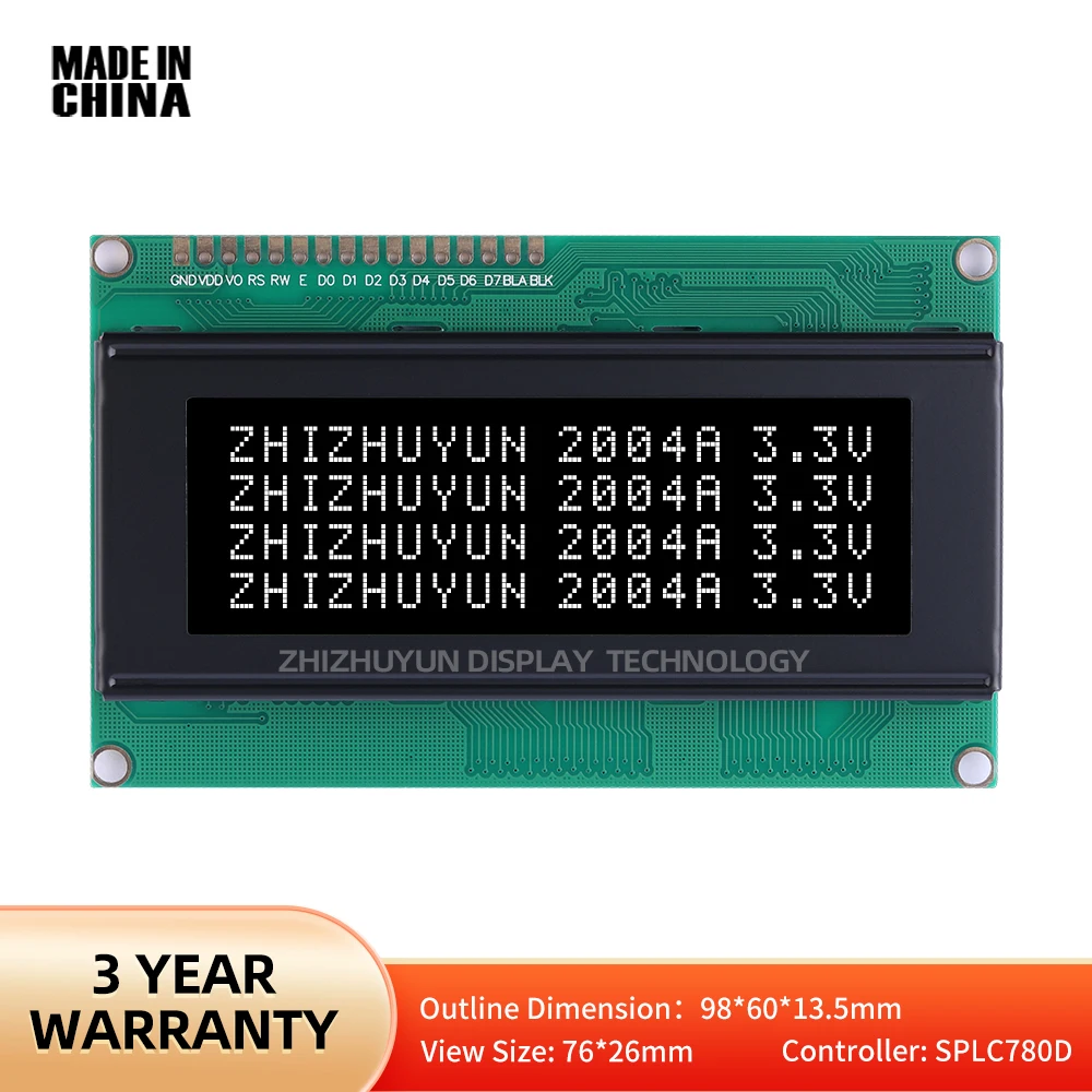 2004A Character Screen BTN Black Film 16PIN Interface Module 3.3V LCM Display Module Dot Matrix Screen