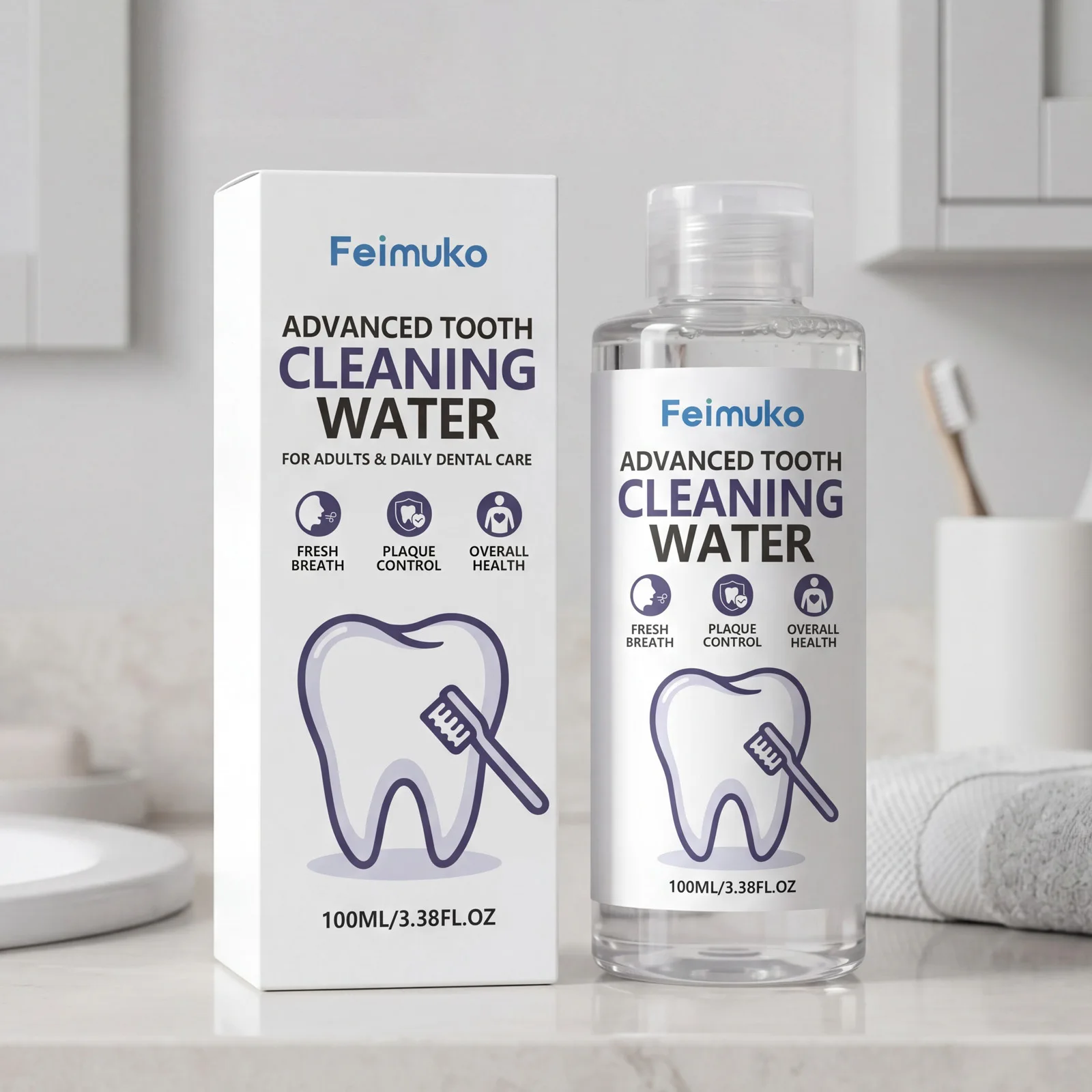 

Feimuko Advanced Tooth Cleaning Water Daily Oral Rinse Fresh Bad Breath Plaque Control Portable Travel Overall Adult Dental Care