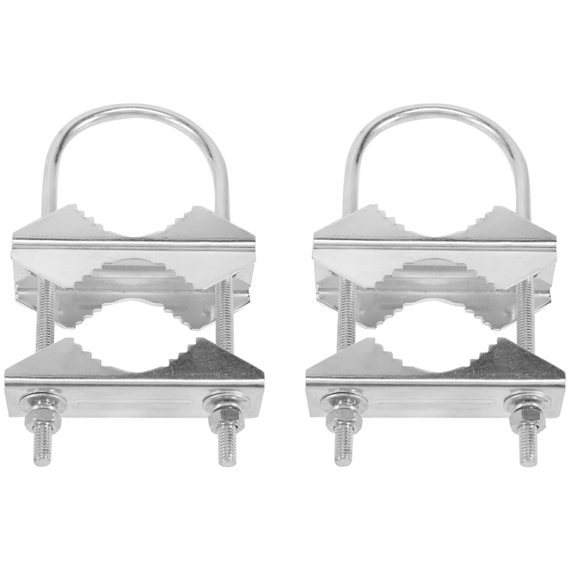 Double Antenna Mast Clamp V-Jaw Bracket U Bolts Pipe Mounting Hardware 2 Sets For Yagi Wifi Antenna, TV Antenna