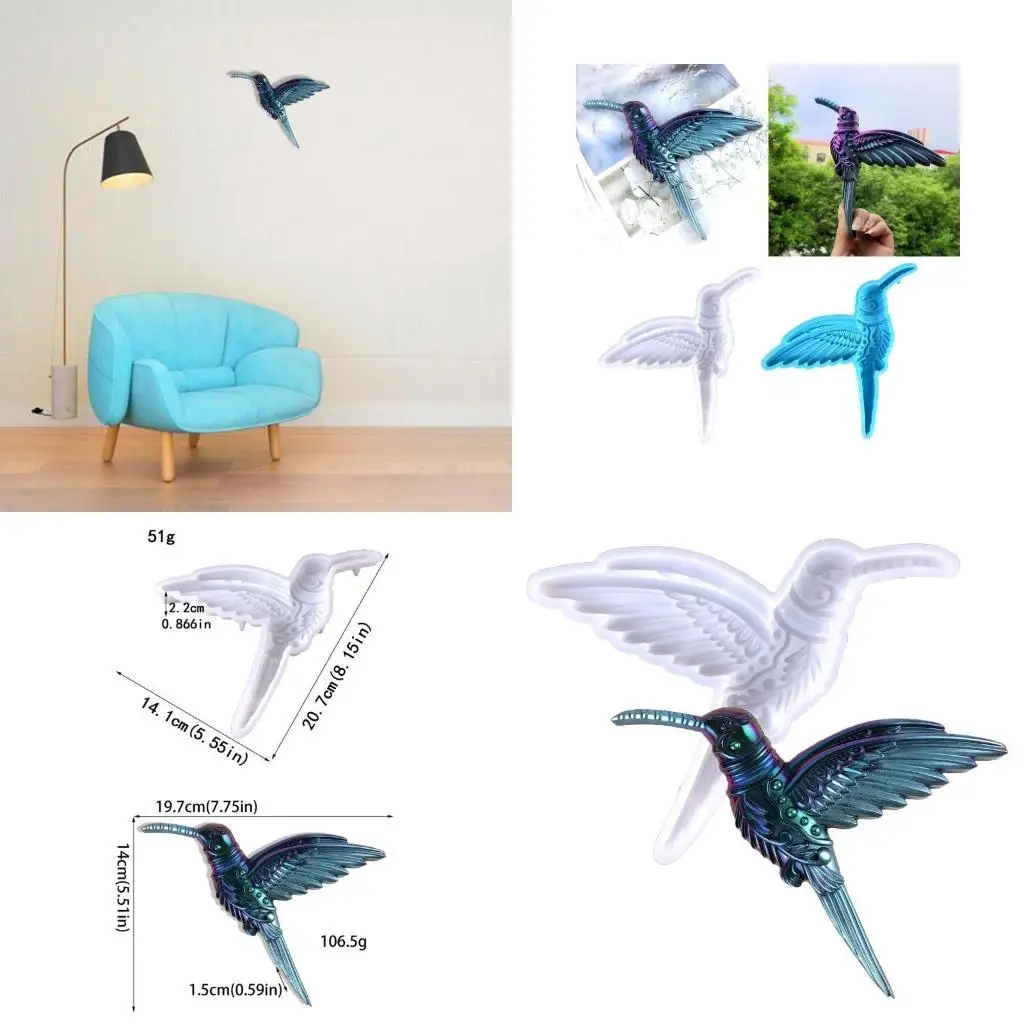 

31BB Diy Crystal Epoxy Mold Pendant Silicone Mold for Pendant Hummingbird Craft Mold