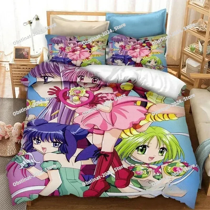 3D Anime Tokyo Mew Bedding Set Printed Bed Set With Pillowcase Bed Duvet Cover Soft Single Double Queen Super King Size Bedroom