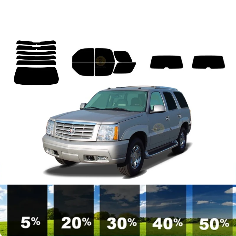 

Предварительно вырезанная съемная тонировочная пленка для окон для автомобиля, 100% УФР, 5%-35%VLT, теплоизоляция, карбон ﻿ Для внедорожника CADILLAC ESCALADE 4 DR 2002-2006 гг.