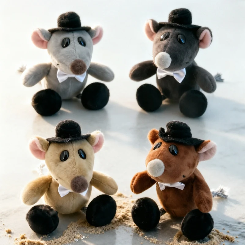 

10CM Four Colors Cute Cartoon Mouse Pendant Plush Toys Kawaii Rat Wear Hat Doll Funny Small Gifts