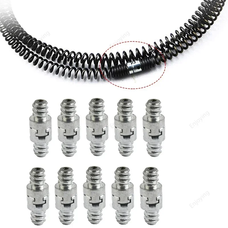 

20pc 16mm Spring Male Female Join Connector For Electric Pipe Dredge Machine Carbon Steel Electric Drill And Pipes Connect Plug=