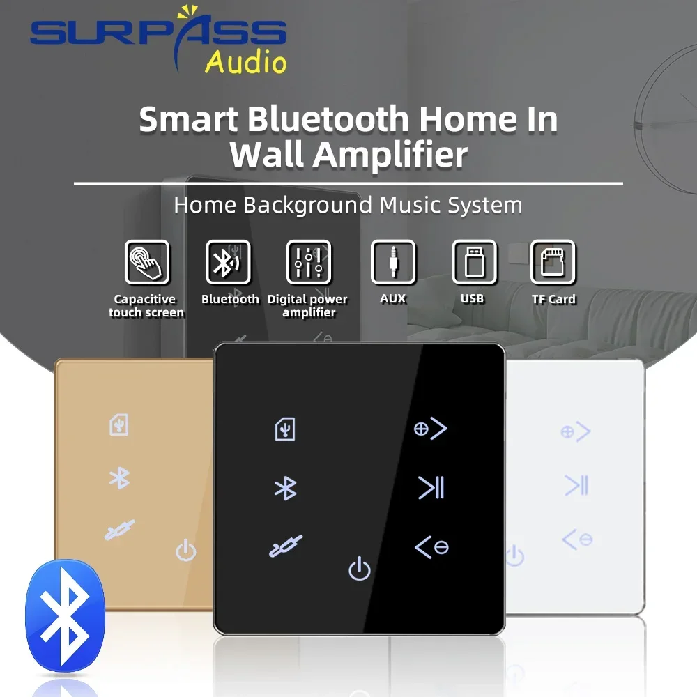 

Умный домашний аудио 4-дюймовый мини-сенсорный ключ 25 Вт с Bluetooth-пультом дистанционного управления, настенный усилитель, мощный, подходит для домашнего воспроизведения музыки