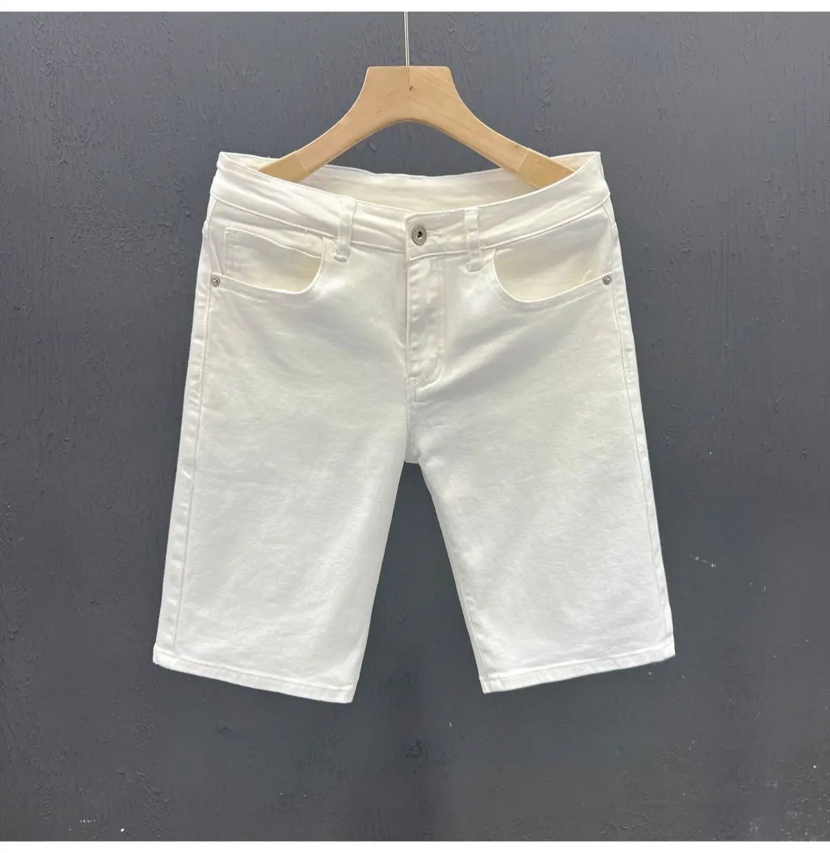 High-quality 2026 White Denim Shorts Men's Trendy Brand Korean Slim-fit Men's Black High-end Medium Pants Short Jeans for Men