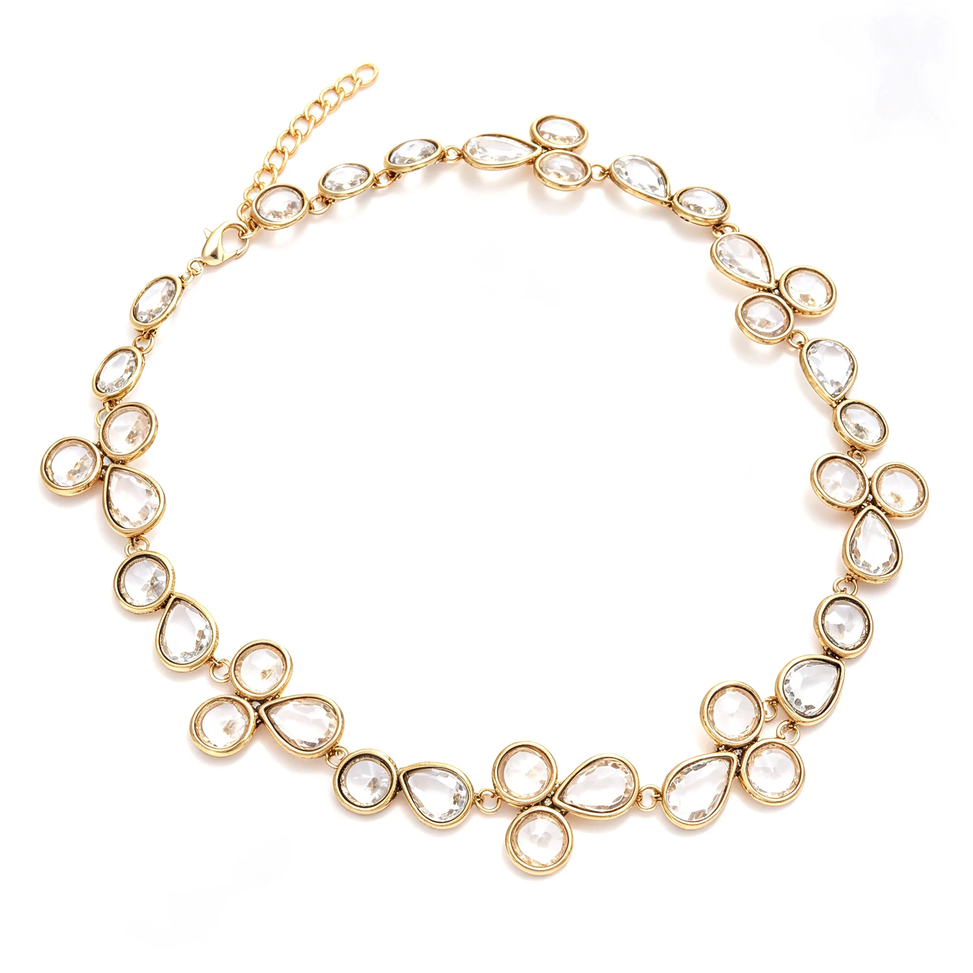 Persönliche, farbenfrohe Tropfenform-Kristall-Strass-Choker-Halskette für Damen, Statement-Schmuck für Bankette und Partys, Halsaccessoires – Detail 5