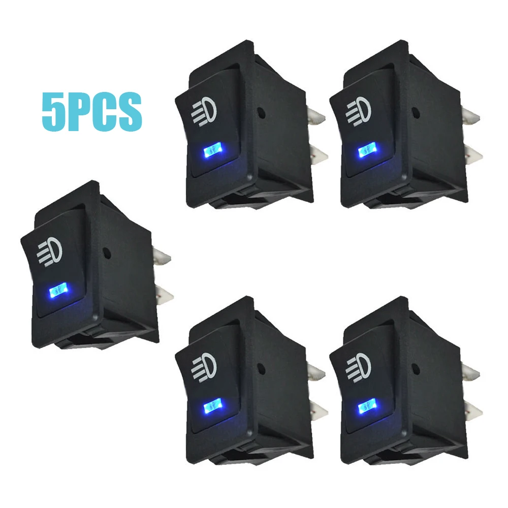 

5pcs Car Dash Lamp Switch Universal Rocker Switch ON-OFF 4 Pin 12V 35A Fog Light Blue LED Switch Auto Modification Accessories