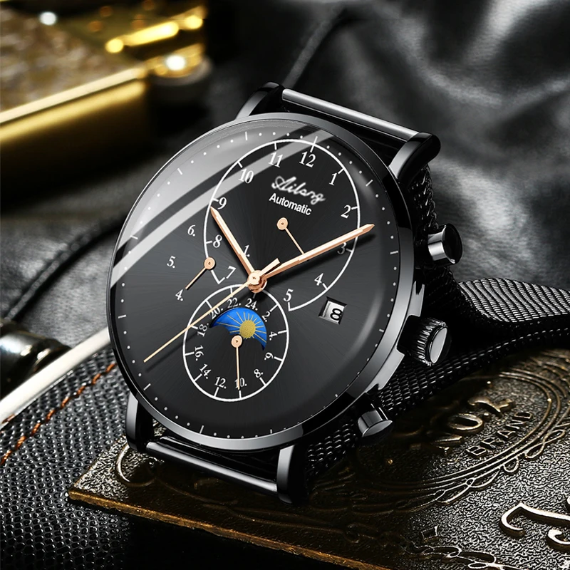 Authentic fully automatic mechanical watch fashion men\'s watch waterproof fine steel simple night light 2018 new men\'s watch