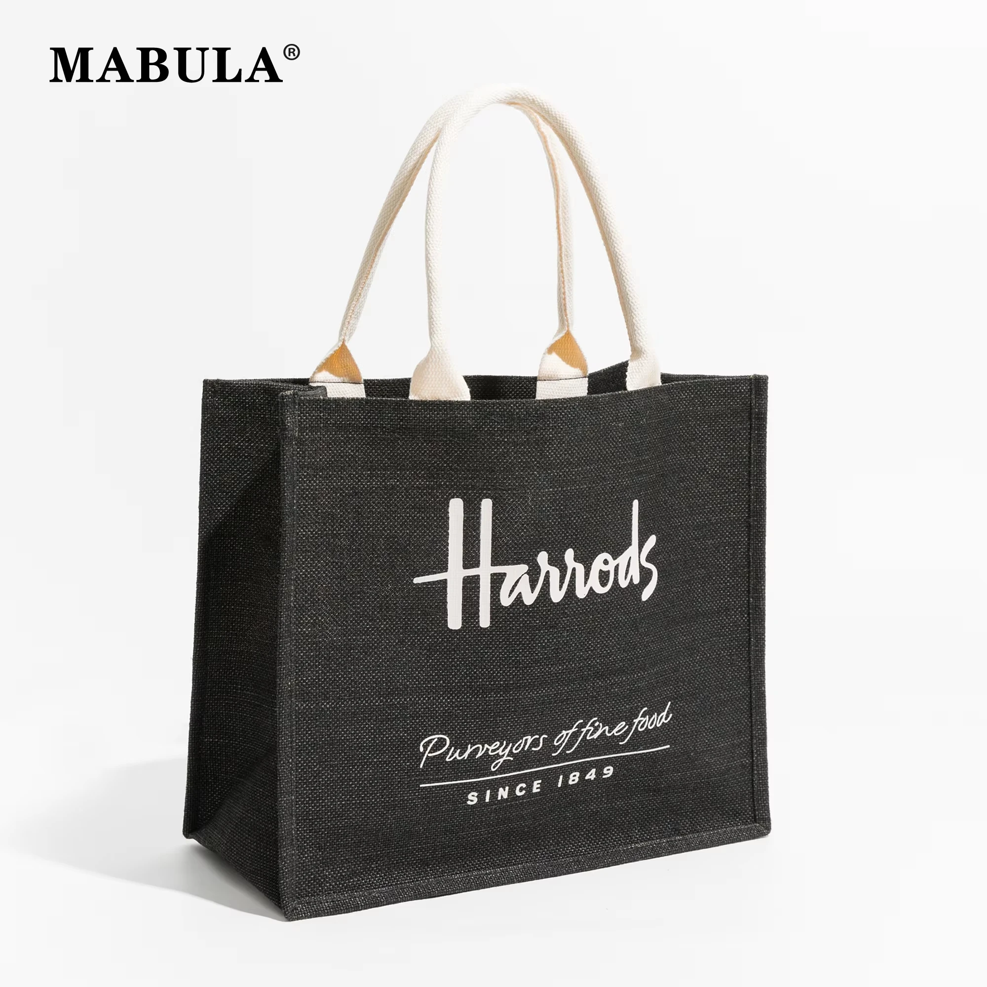 MABULA Eco Friendly Linen Casual Women Handle Totes Large Capacity Top Handle Handbag Party Beach Wedding Favors For Guests