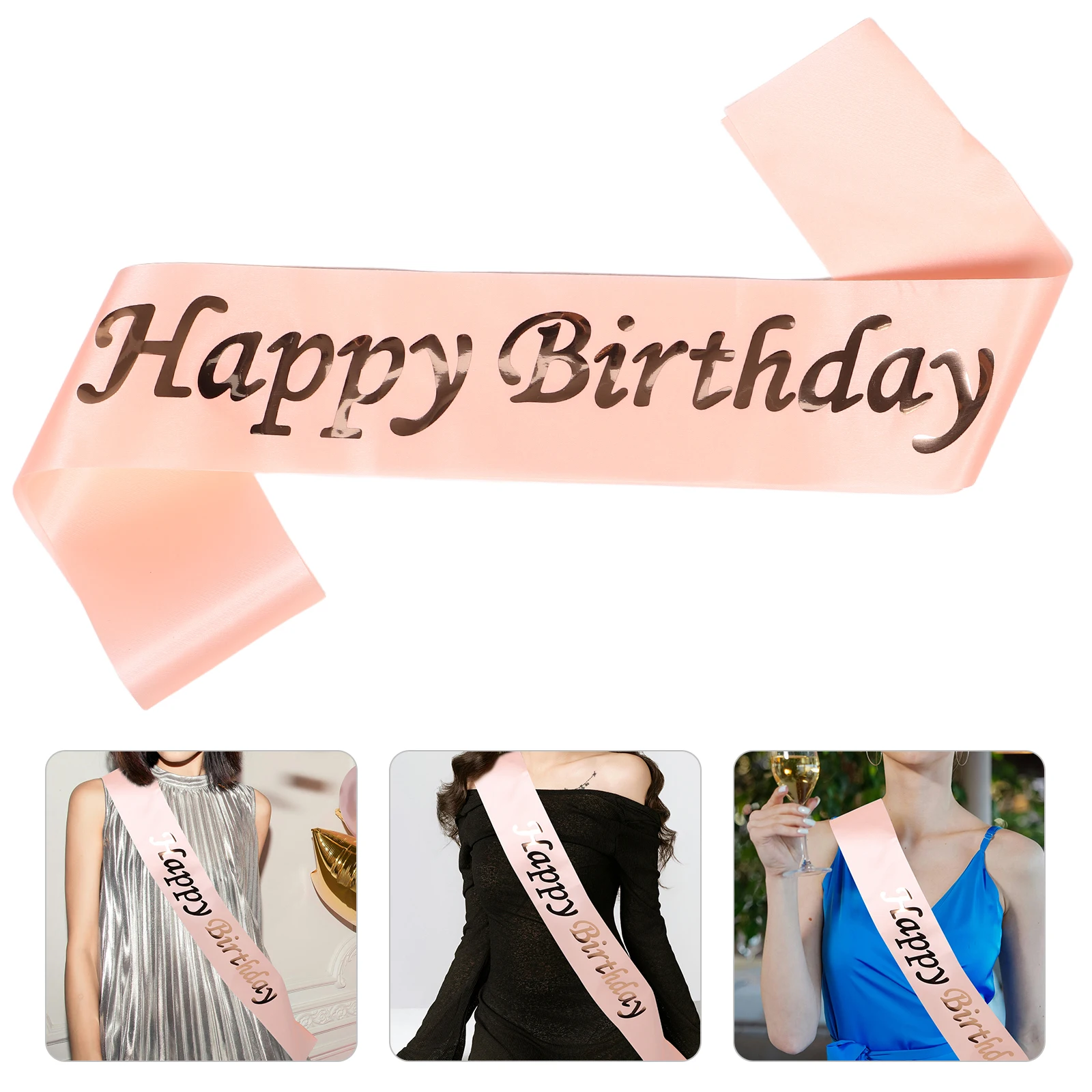 

Golden Foil Birthday Sash Crown Design Adjustable Fit Luxury Party Essential Shoulder Badge Birthday Queen Ribbon for Girls