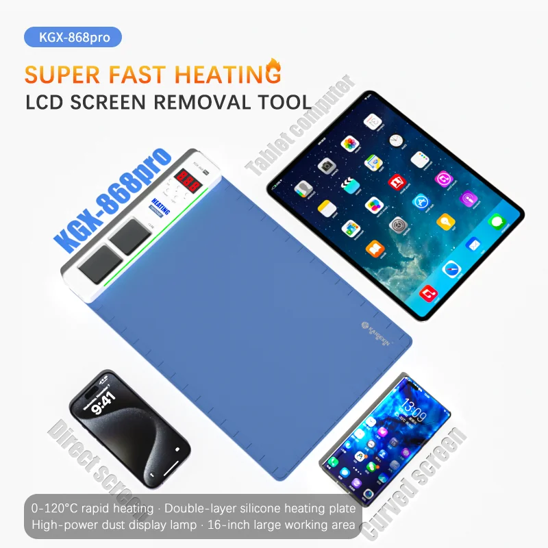 MasterXu 868 LCD Screen Heating Pad Stage With High Power Dust Lamp Display Magnetic Slot for iphone Display Disassemble Repair