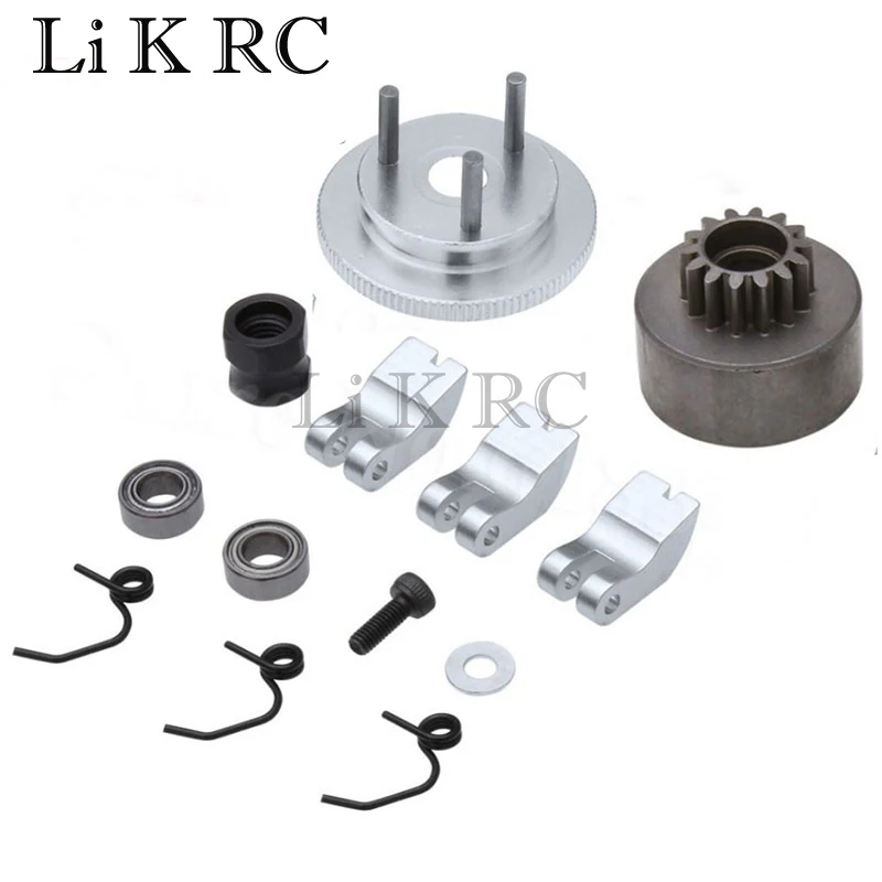 

1 Set Clutch Bell 14T Gear Flywheel Assembly Clutch Shoes Springs Cone Engine Nut for 1/8 HSP HPI RC Car Parts