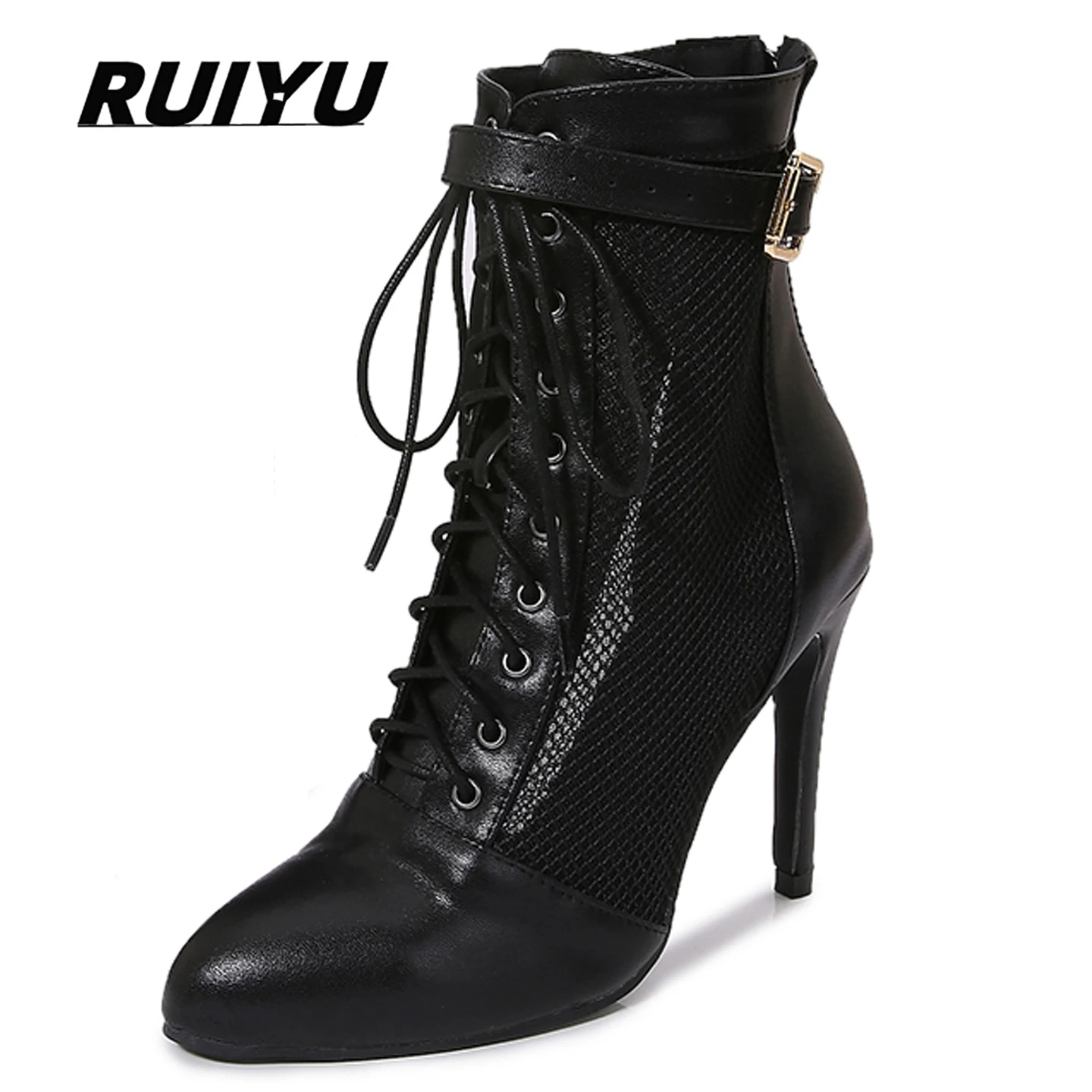Latin Dance Shoes Women's Salsa Tango Ballroom Party Boots Black Breathable High-Heel Dance Boots Outdoor Sports Shoes