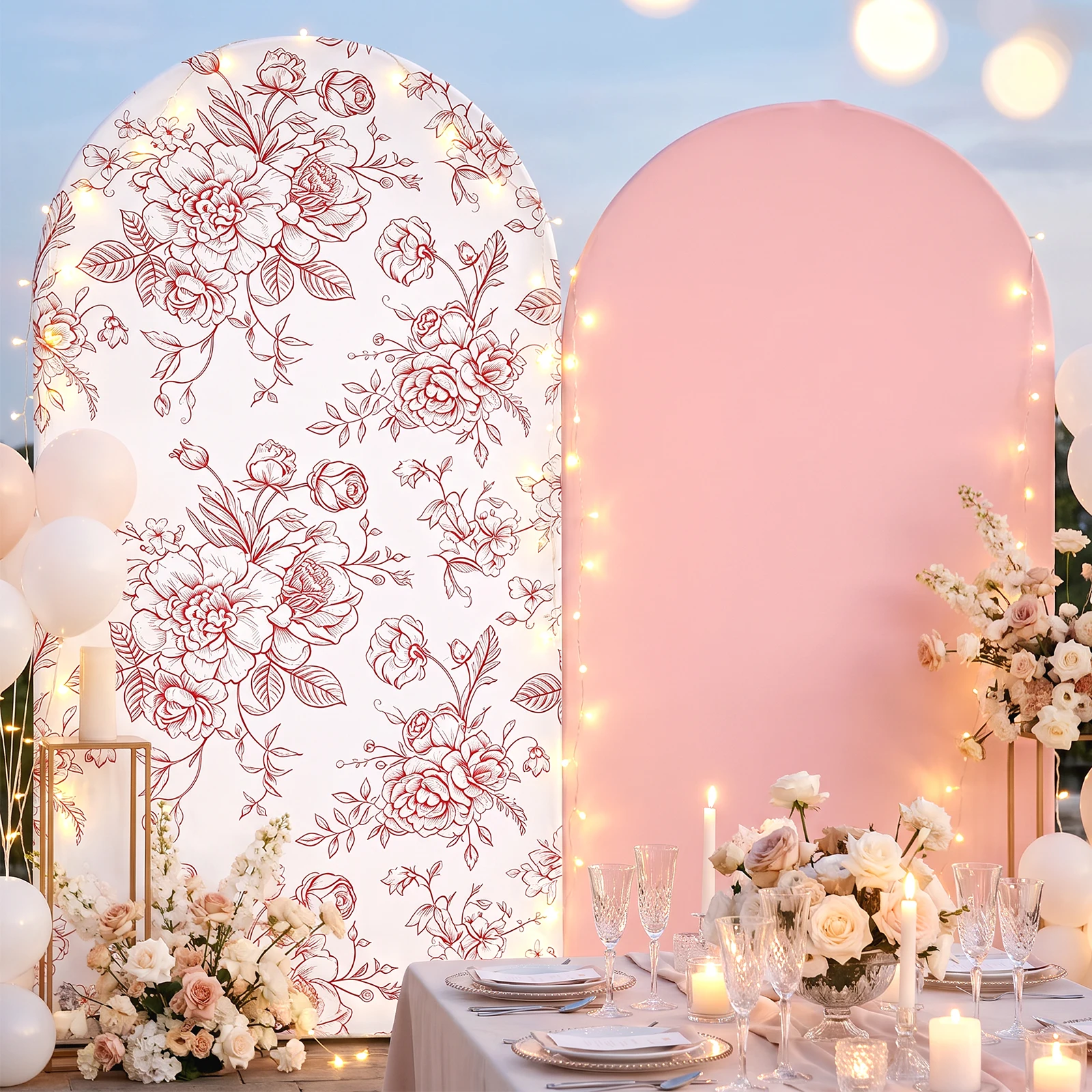2Pcs Floral Arch Cover Stretch Fabric for Bridal Shower Birthday Setup Arch Backdrop Cover Floral Arch Cover Stretch Fabric
