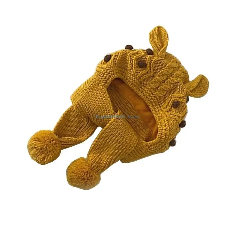 K9FF قبعة شتوية للأطفال وشاح للرقبة قطعة واحدة قبعة صغيرة للأطفال لحماية الأذن #3