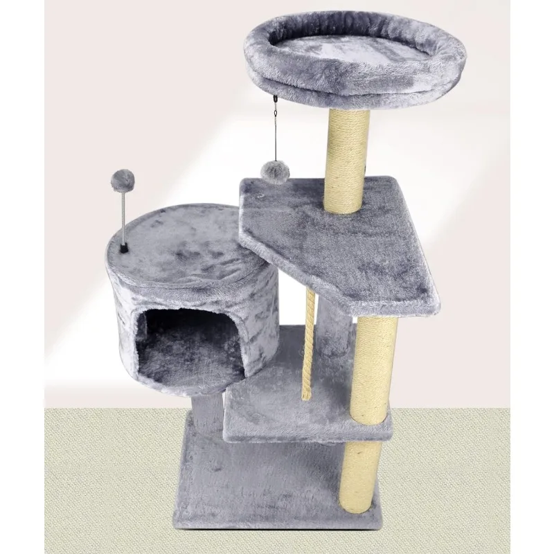 Imagem -05 - Tinweius-cat Tree Coçar Toy Centro Atividade Torre Móveis Post 01a