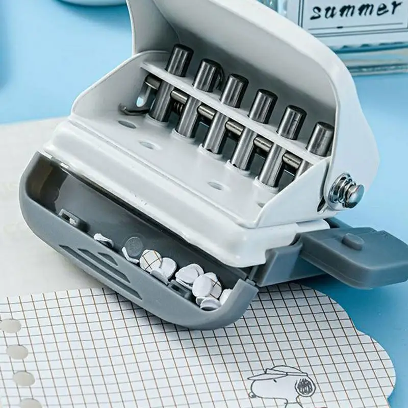 Perfurador de papel manual ajustável Máquina de perfuração pequena para fichário de folhas soltas, 6 furos, A5 Hole Punch, Planejador