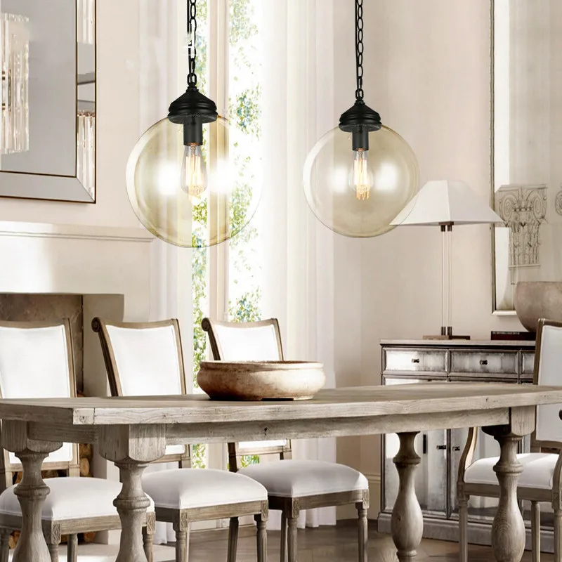 

Modern Glass Pendant Lamp Round Ball Chandelier Simplicity 20/25cm Vintage Colorful Lights Dining Living Room Decorative Light