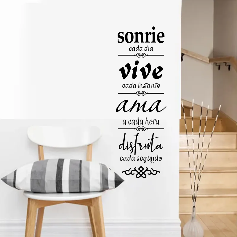 Removable Vinyl Art Mural“sonrie cada dia vive