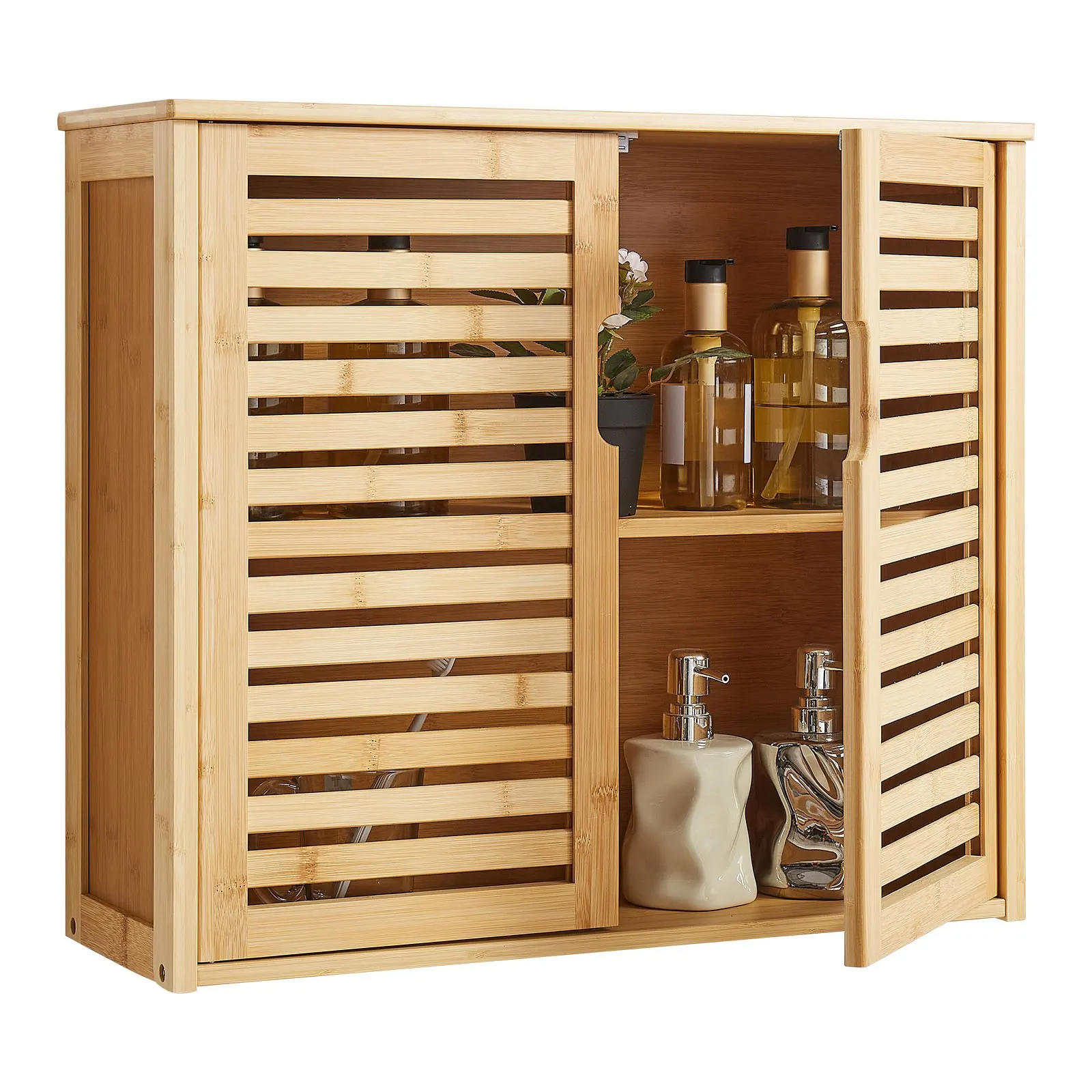 

Bathroom Wall Cabinet, 2 Doors And Adjustable Shelf With 3 Height Levels, Over The Toilet Storage Medicine Cabinet Wall Mounted
