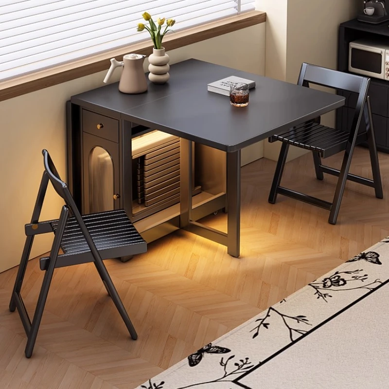 

Folding Black Dining Table Simple Living Room Vintage Luxurious Dining Table Wooden Mobile Muebles Para El Hogar Furnitures