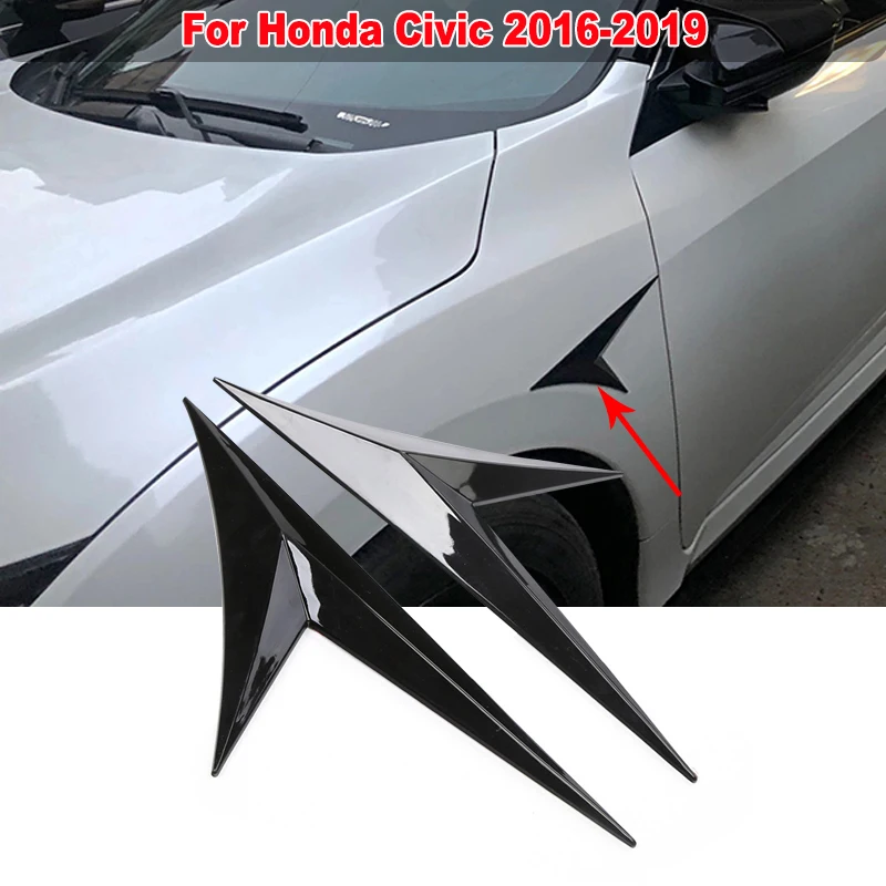 

Universal For Honda Civic 2016-2019 Side Air Fender Vent Decoration Wing Cover Hood Flow Intake Sticker Trim Car Accessories