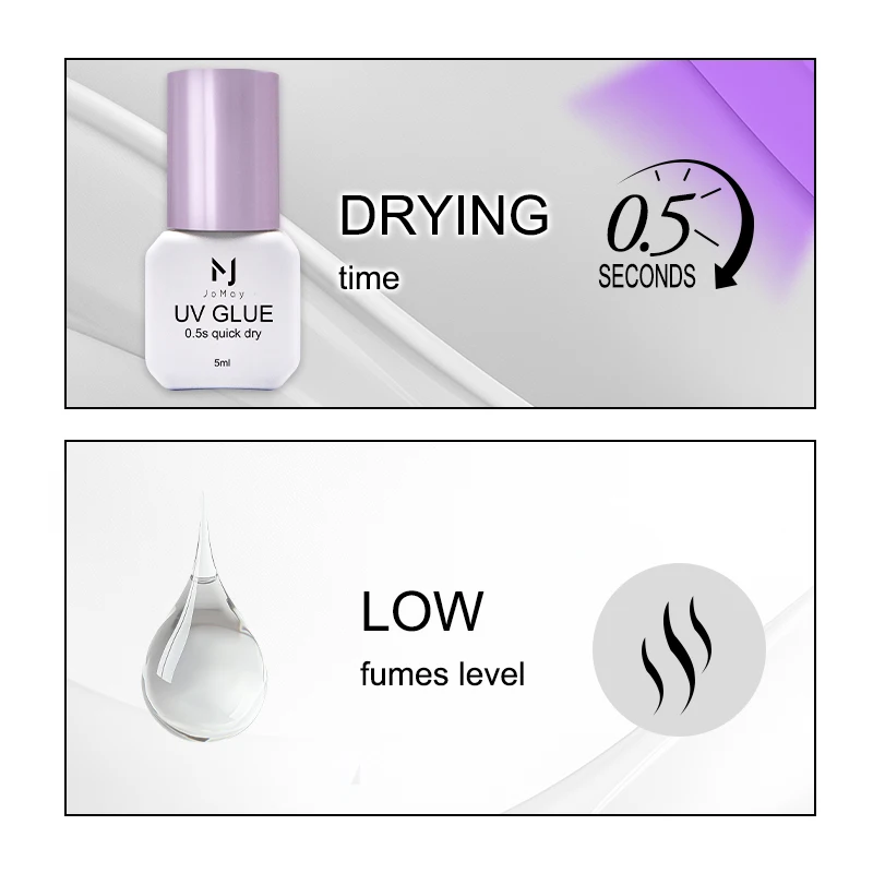 Cola para cílios uv super rápida, velocidade até 0,5s, luz uv, cura rápida para extensão de cílios, adesivo transparente
