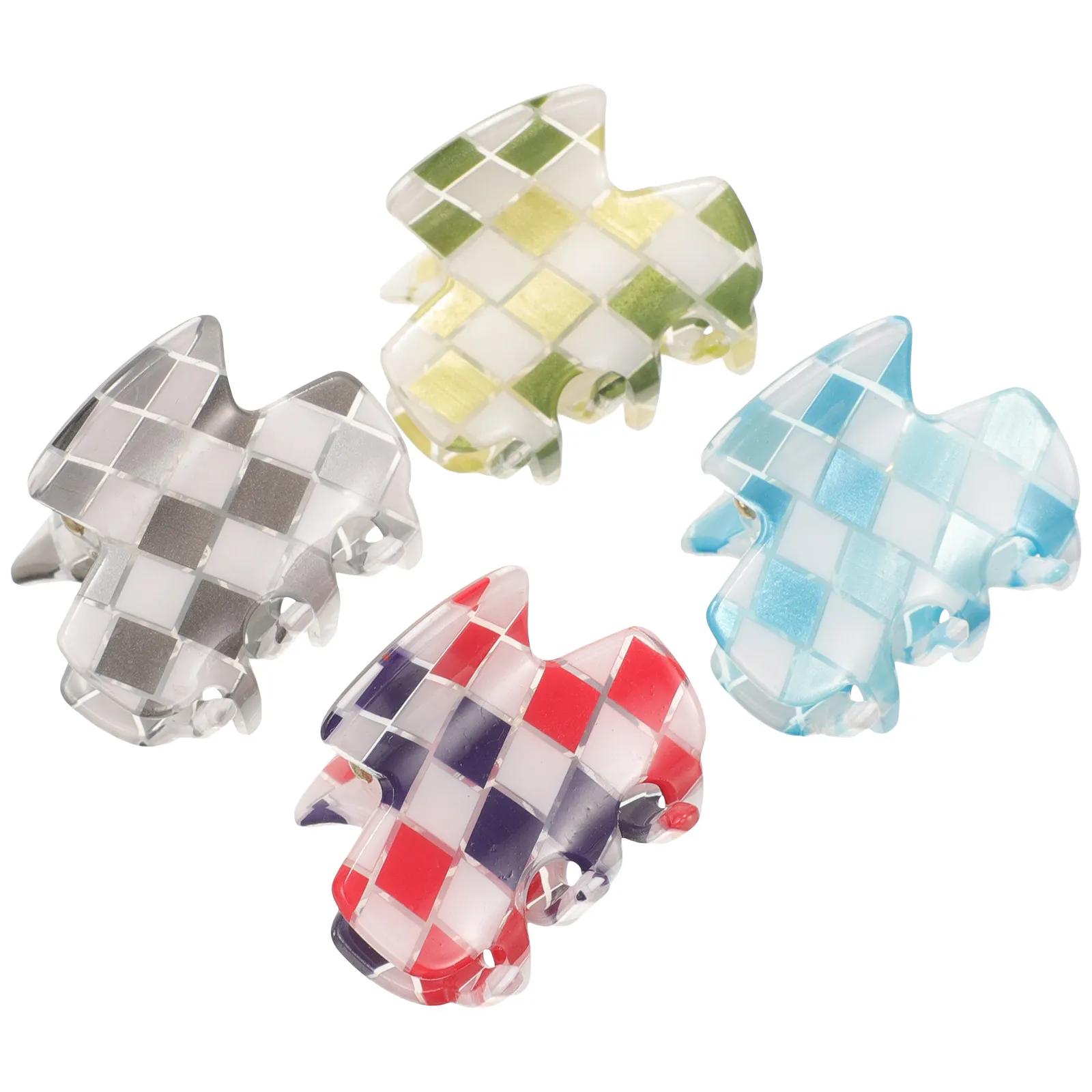 

Набор из 4 заколок-крабов для волос с шахматным узором, акриловые маленькие зажимы-крабы, нескользящие зажимы для волос для женщин и девочек, для путешествий, шопинга и укладки причесок